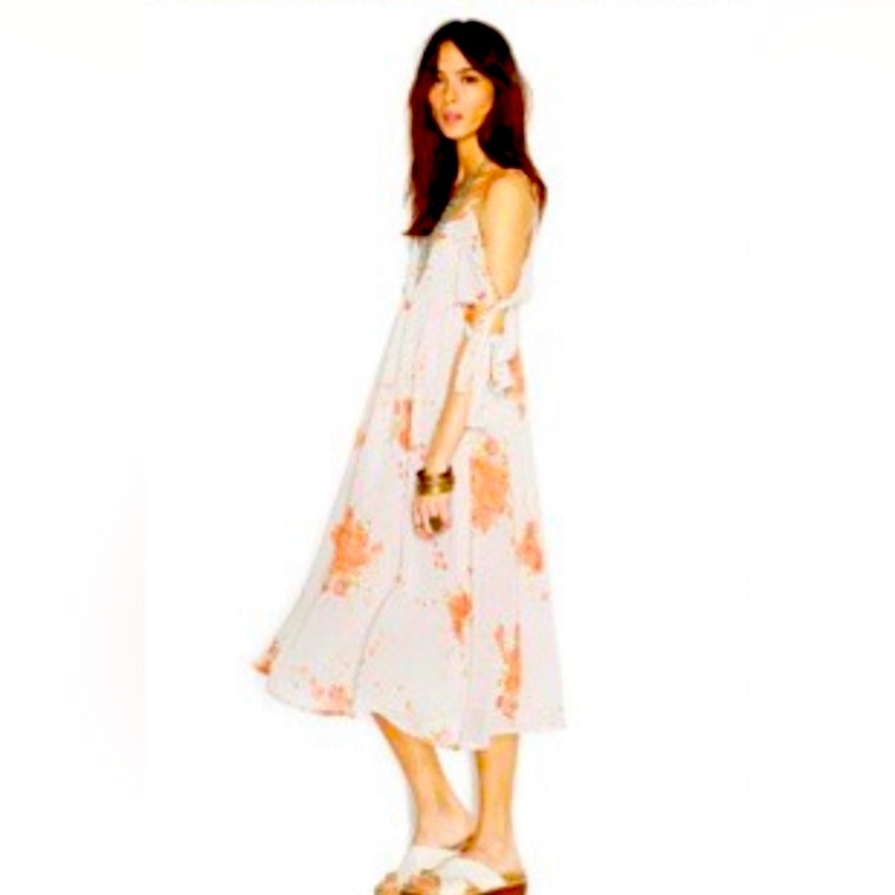 Free People Violet and Peach Floral Dress